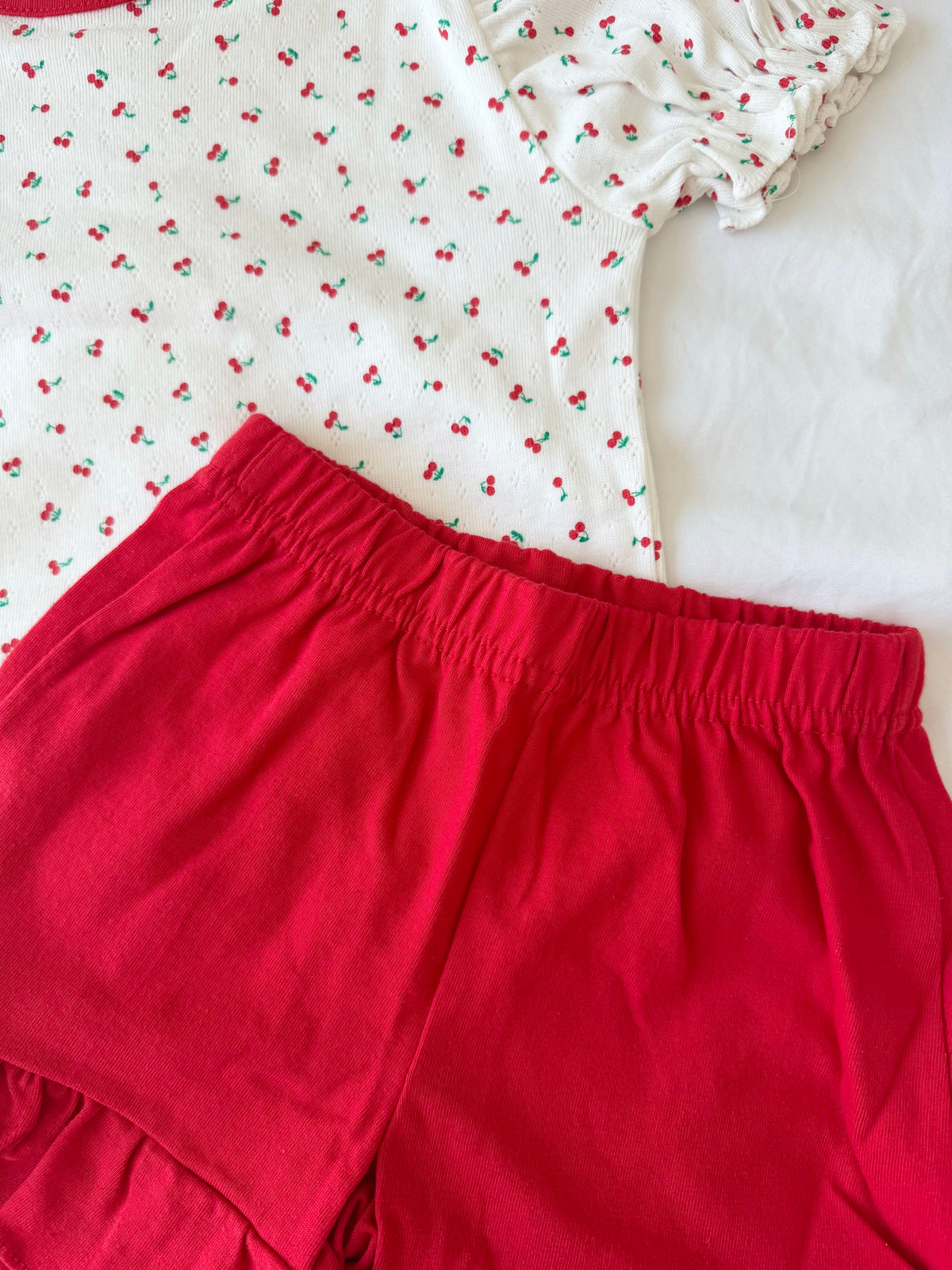 Cherry Puff Shorts Set