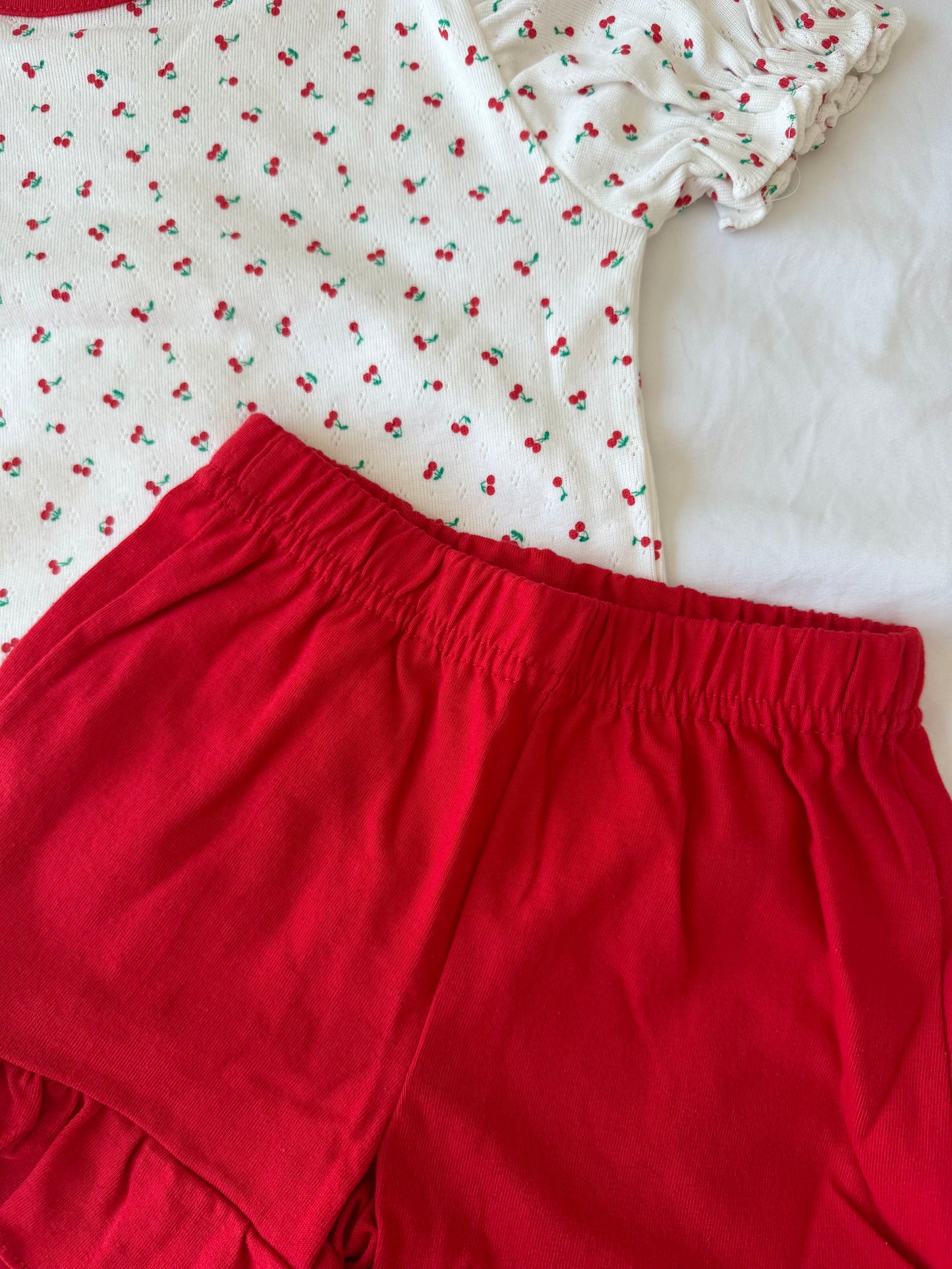 Cherry Puff Shorts Set