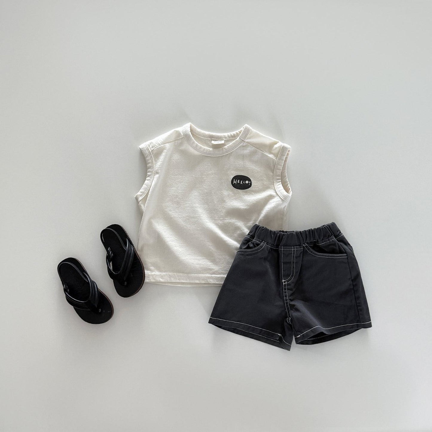 Hello sleeveless tee [cream L]