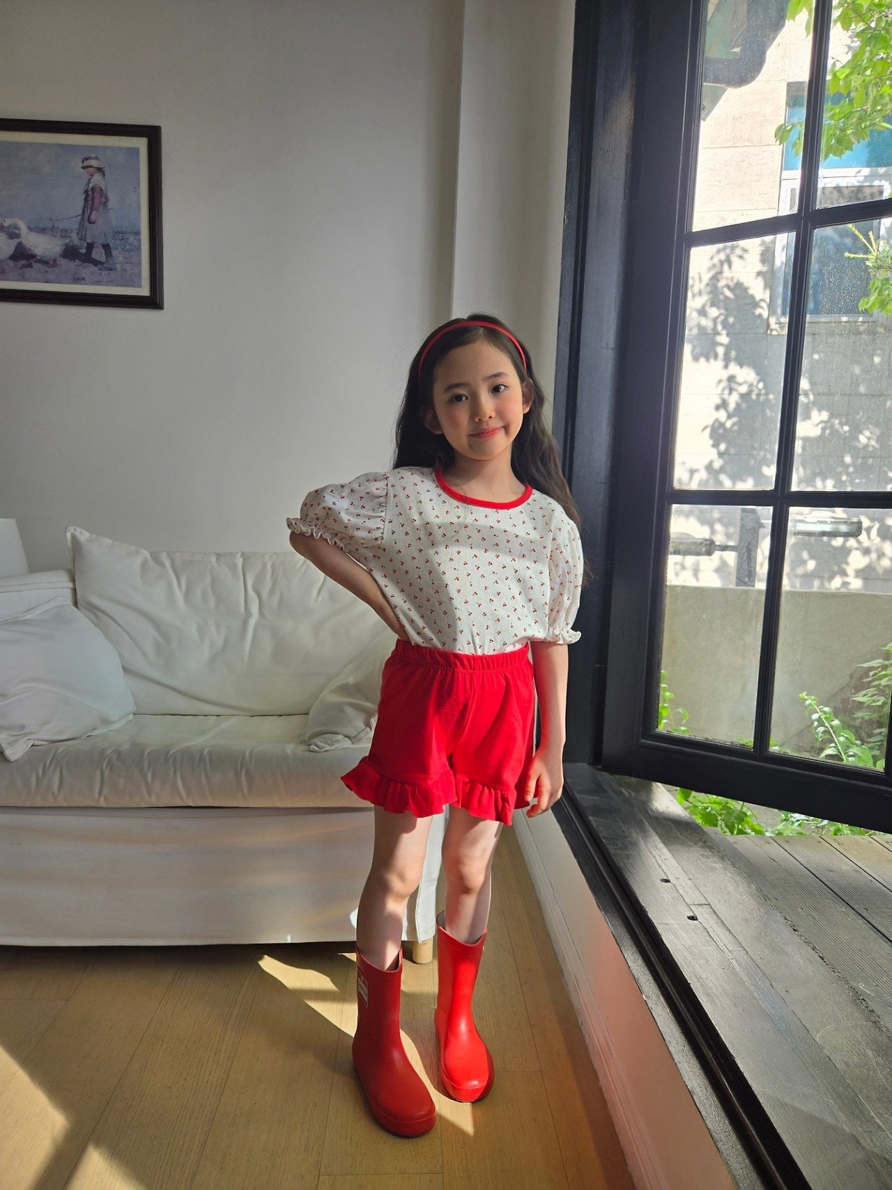 Cherry Puff Shorts Set