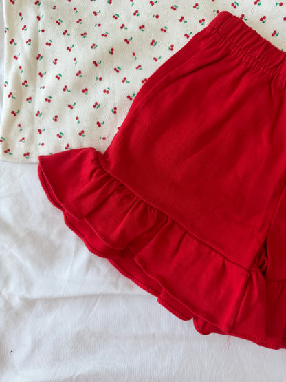 Cherry Puff Shorts Set