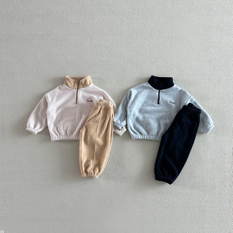 [PRE-ORDER] Two-tone half zip-up set