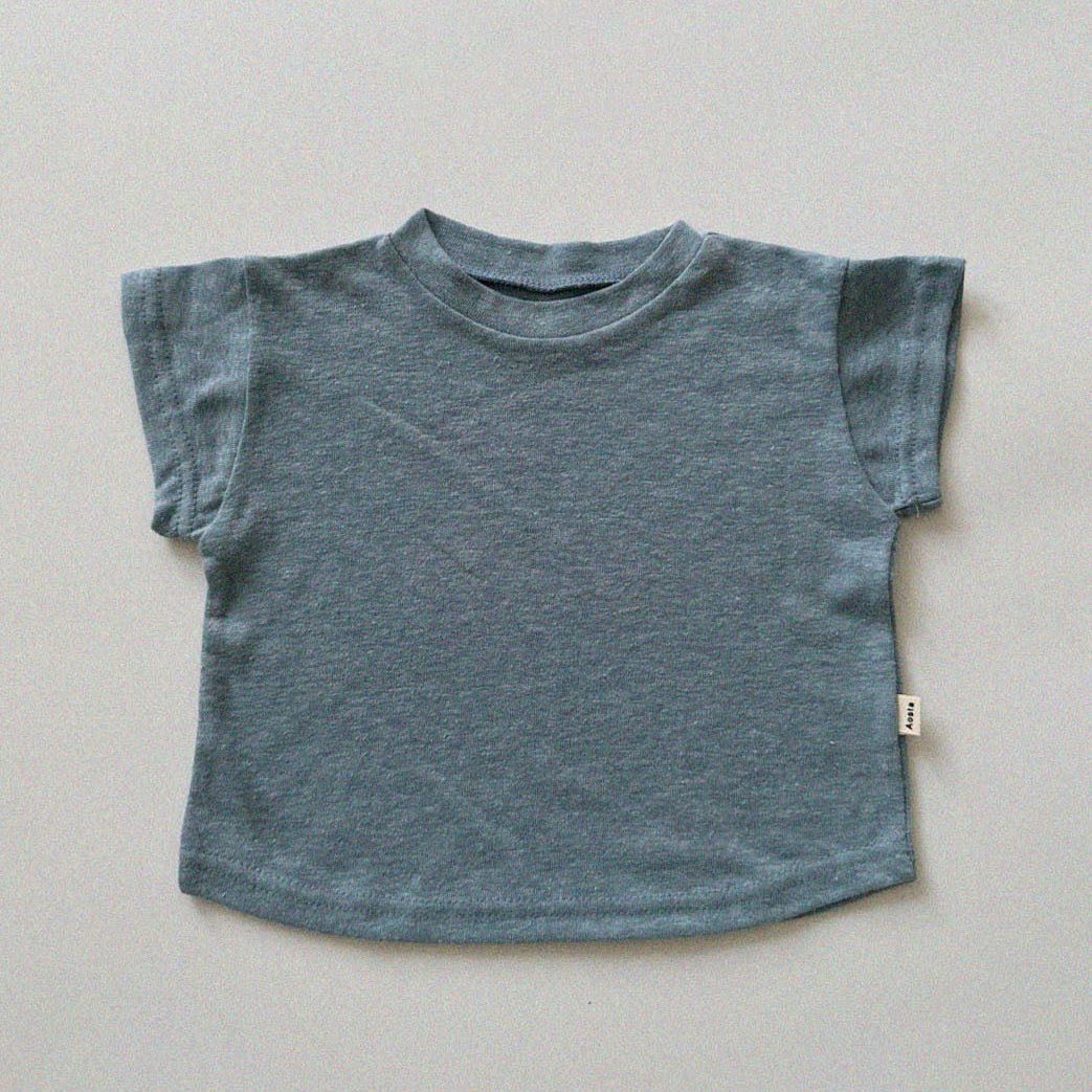 Linen t-shirt [blue M,XL]