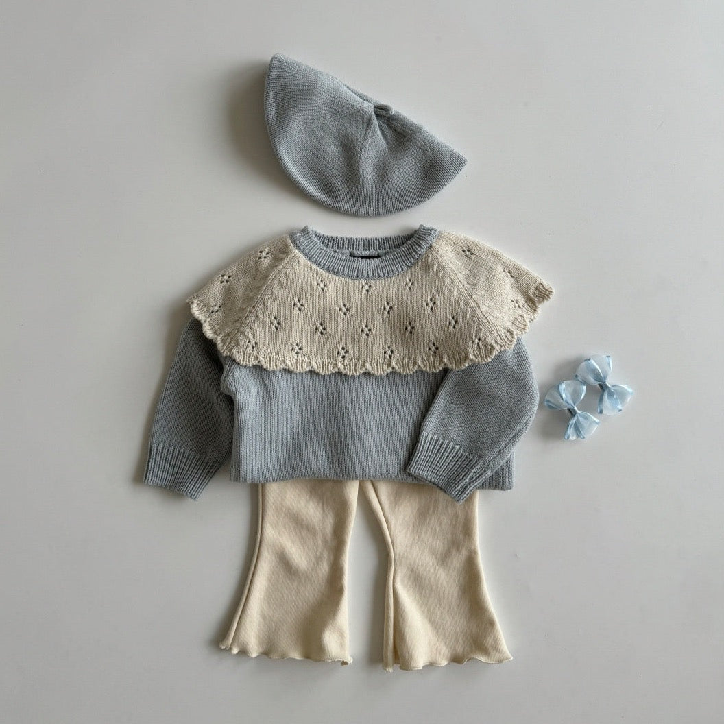 Cape knit top [blue M]