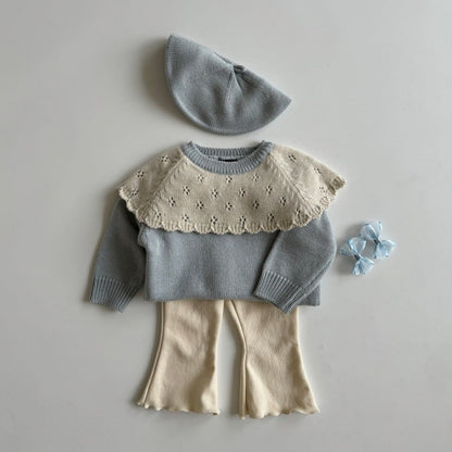 Cape knit top [blue M]