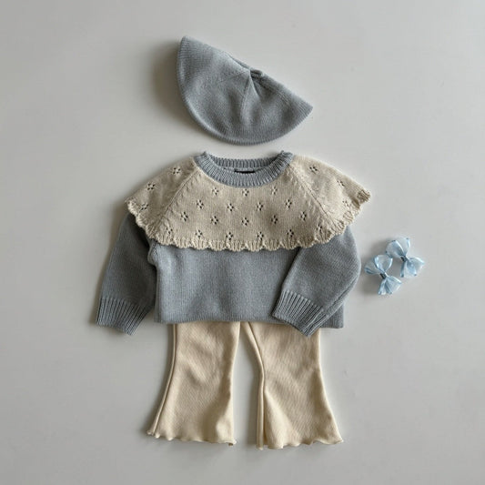 Cape knit top [blue M]