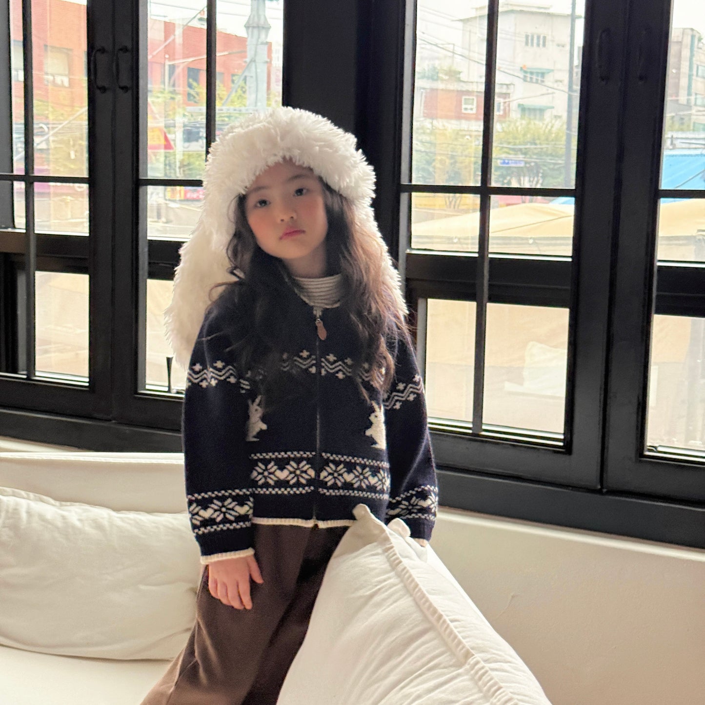 [PRE-ORDER] Bunny Nordic Knit Zip-up