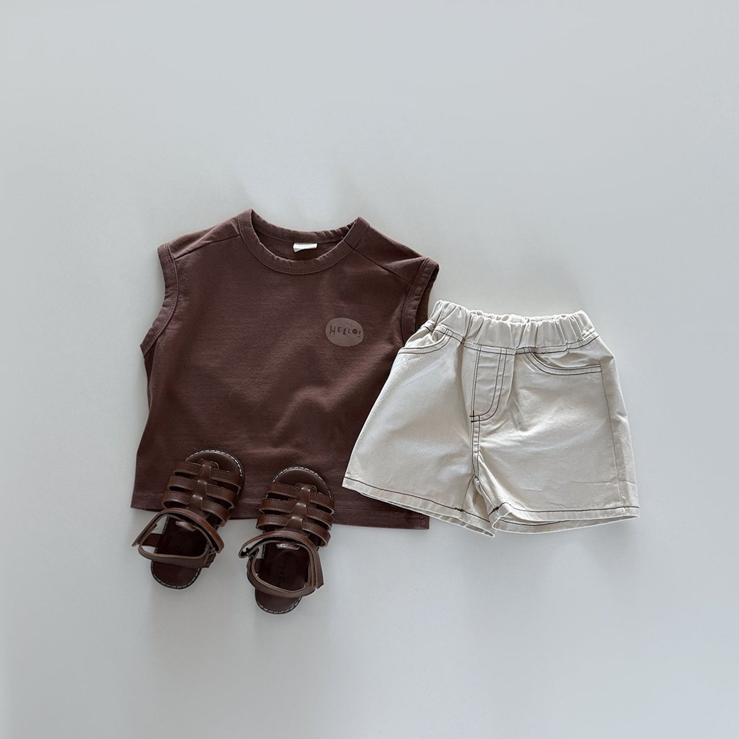 Hello sleeveless tee [cream L]
