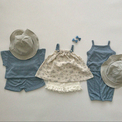 Linen t-shirt [blue M,XL]