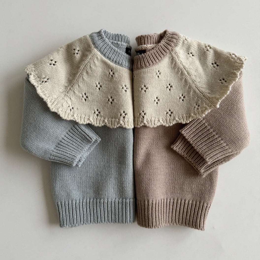 Cape knit top [blue M]