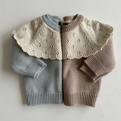Cape knit top [blue M]
