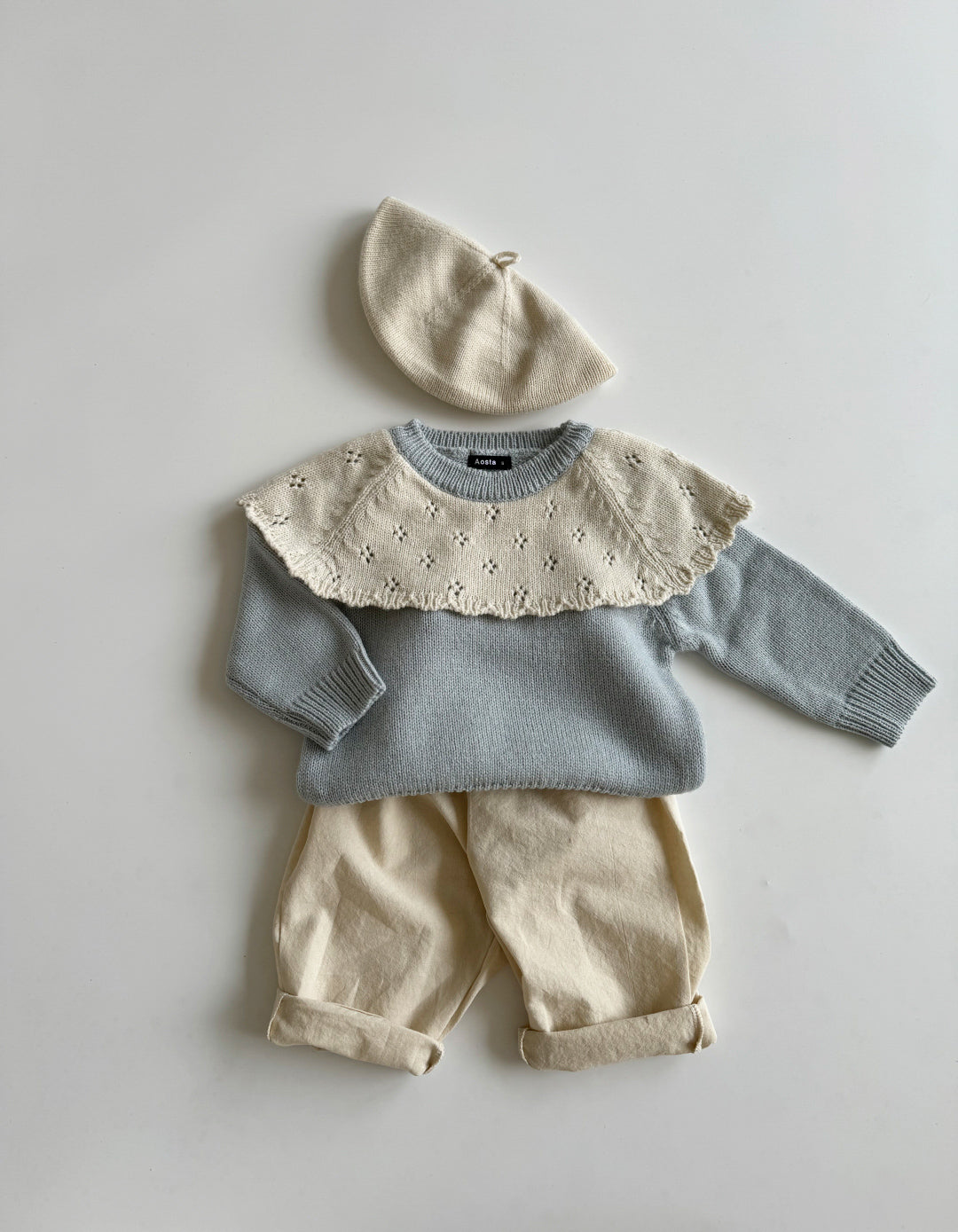 Cape knit top [blue M]