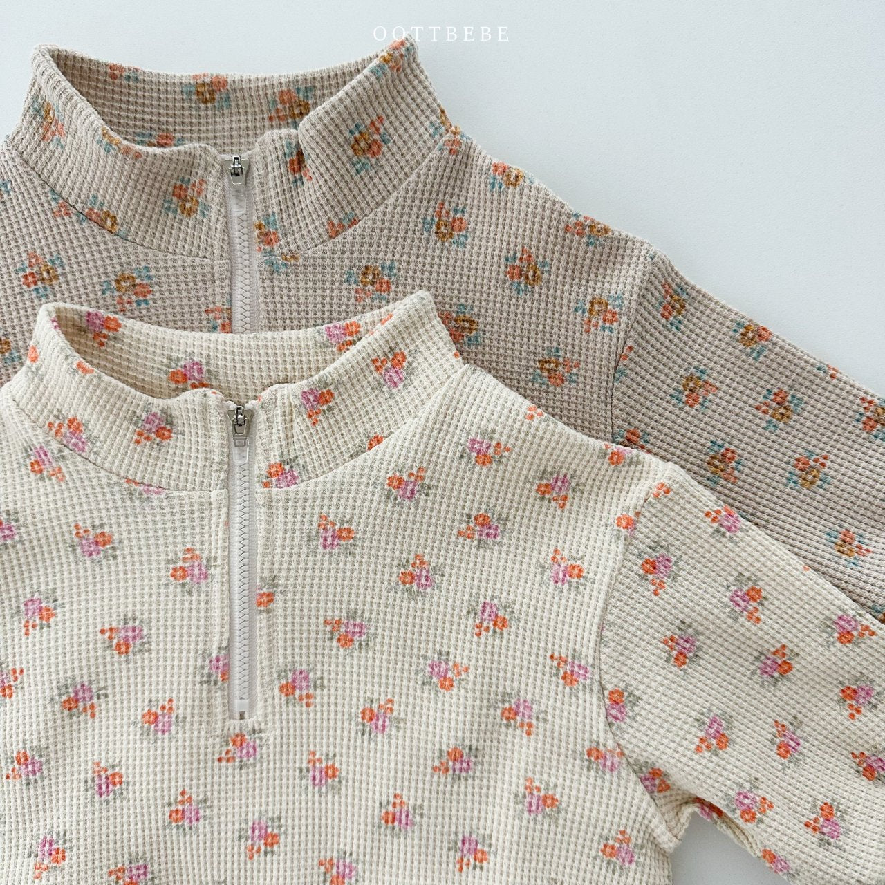 Flower Waffle Anorak Romper [Ivory S,M]