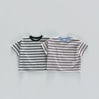 Two tone striped T-shirt [blue, green]