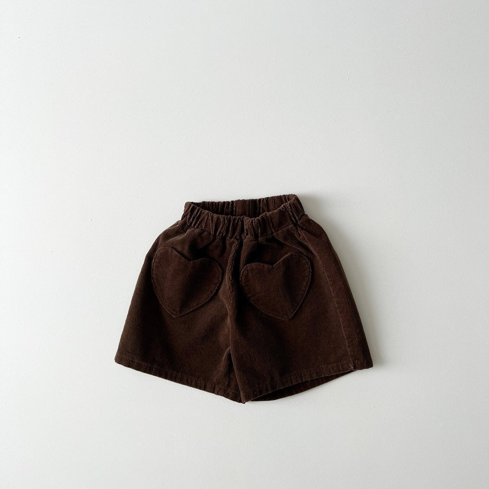 Heart Pocket Corduroy Shorts [XS, S, M]