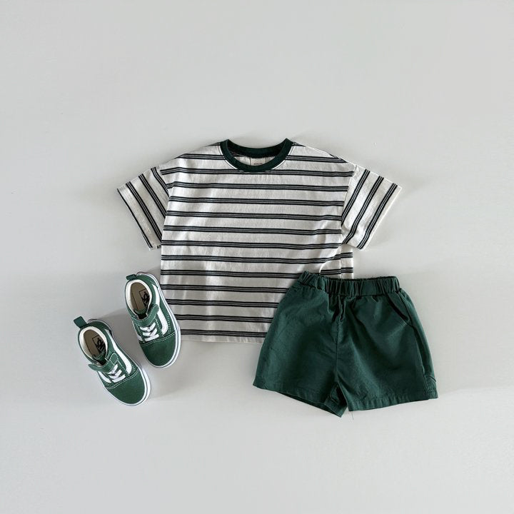 Two tone striped T-shirt [blue, green]