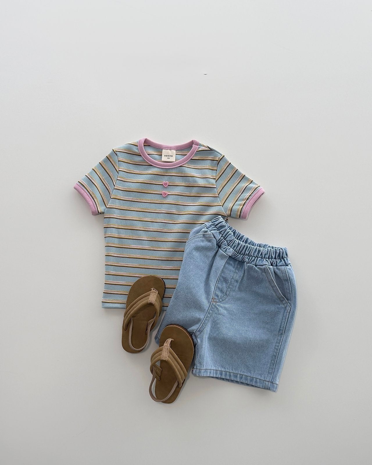 [PRE-ORDER] Striped Ribbed Button Tee