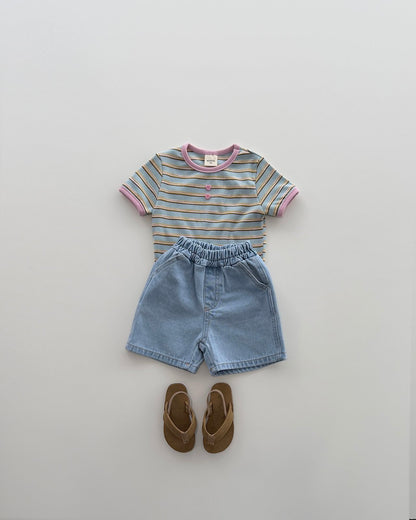 [PRE-ORDER] Striped Ribbed Button Tee