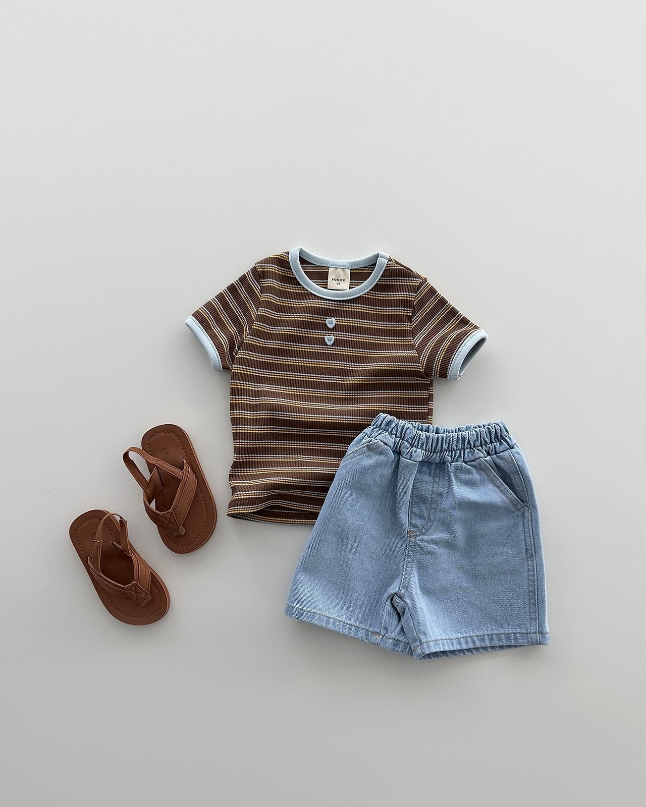 [PRE-ORDER] Striped Ribbed Button Tee
