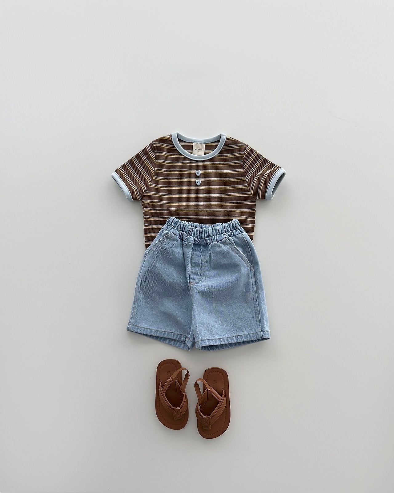 [PRE-ORDER] Striped Ribbed Button Tee