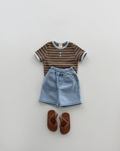 [PRE-ORDER] Striped Ribbed Button Tee