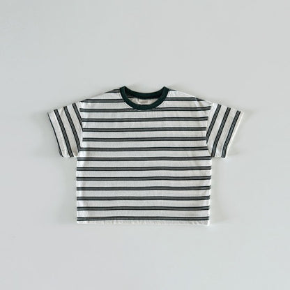 Two tone striped T-shirt [blue, green]