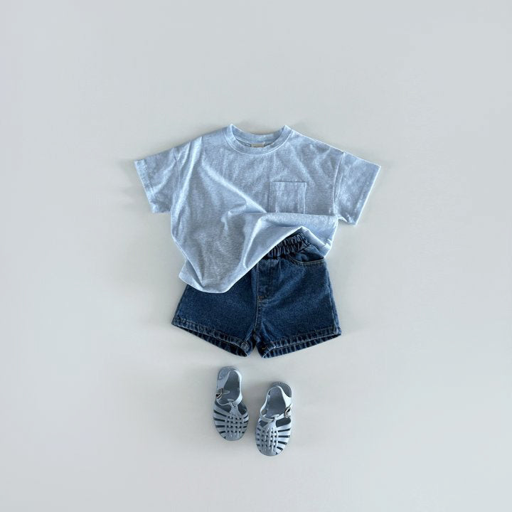 Slub pocket T-shirt [blue XL]