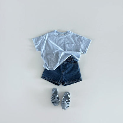 Slub pocket T-shirt [blue XL]