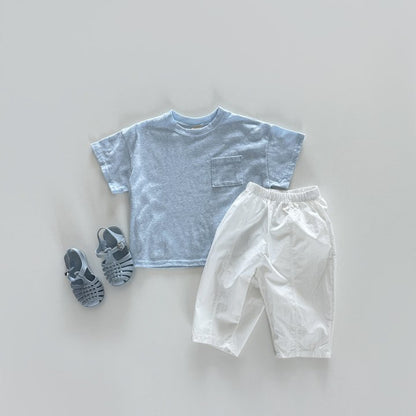Slub pocket T-shirt [blue XL]