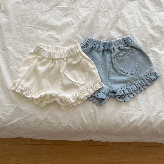 [PRE-ORDER] Heart Frill Denim Shorts