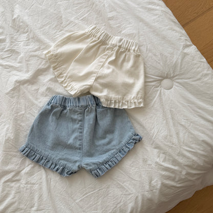 [PRE-ORDER] Heart Frill Denim Shorts