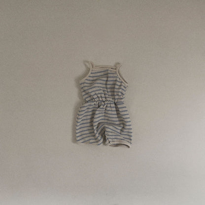 Waffle Striped Romper [beige L]
