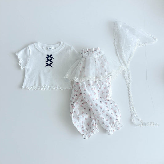 Ribbon cropped tee [ivory S,L]