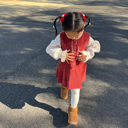 Aria corduroy dress [black S, red M]