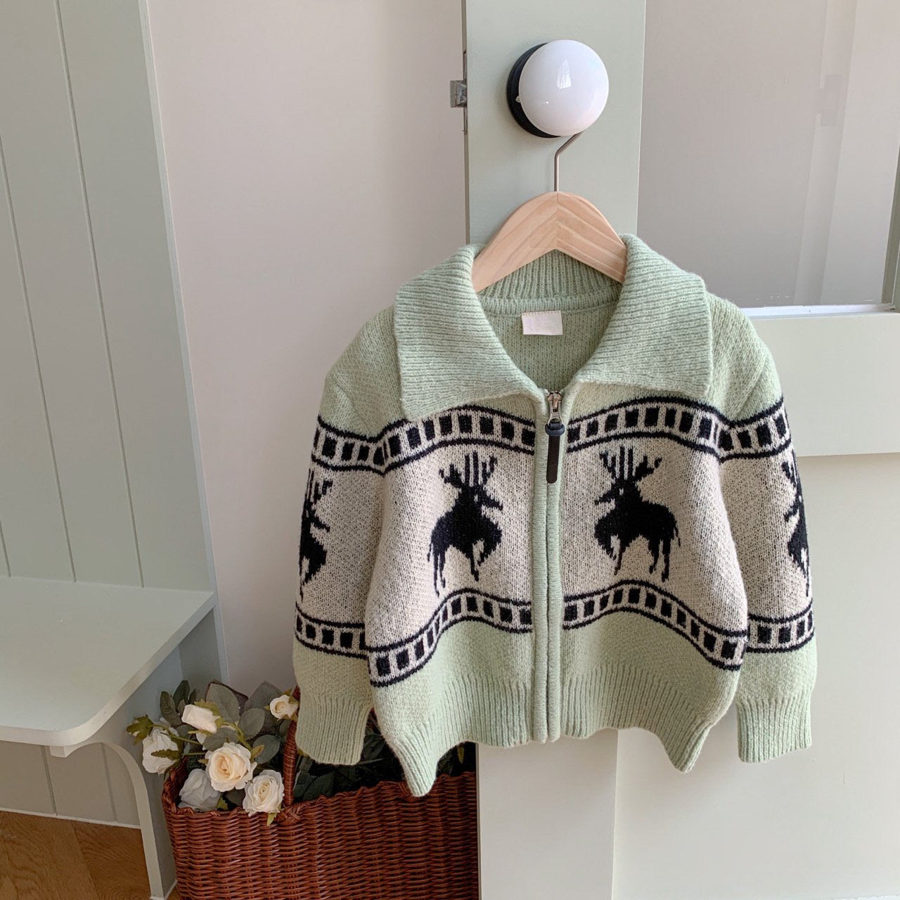 Veste tricotée à col jacquard nordique [Adulte]