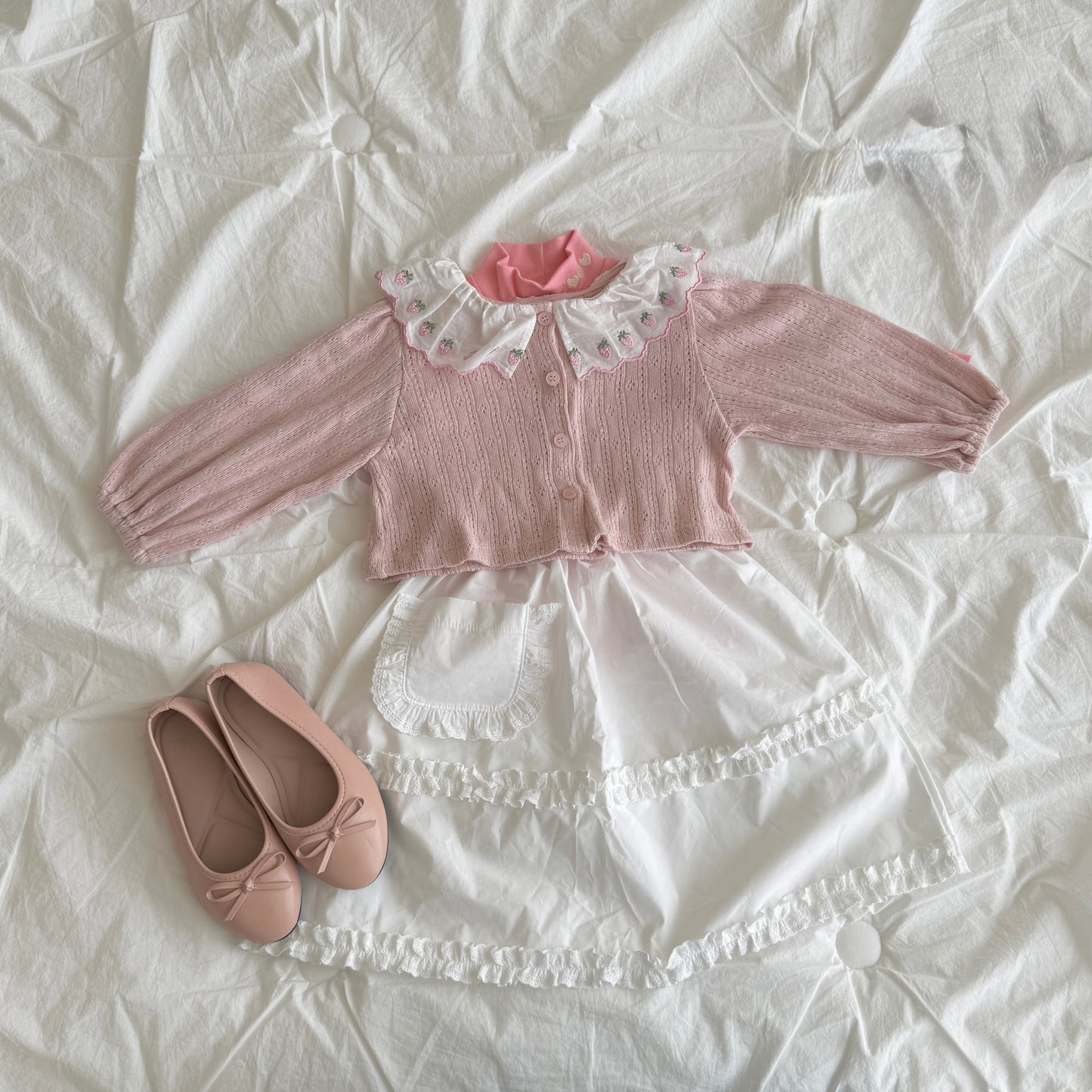 Berry eyelet cardigan [Red M]