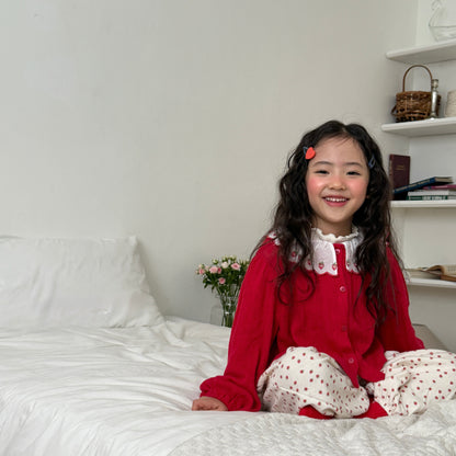Berry eyelet cardigan [Red M]