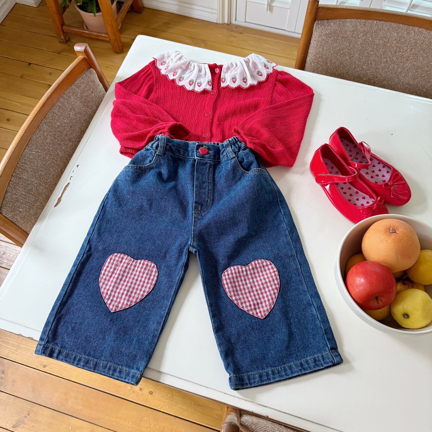 Berry eyelet cardigan [Red M]