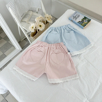 Lace heart shorts [blue XL]