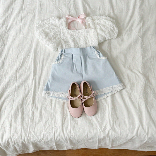 Lace heart shorts [blue XL]