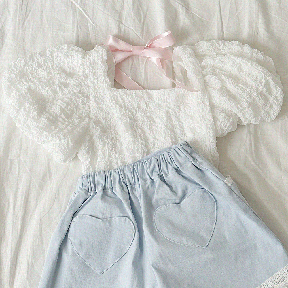 Lace heart shorts [blue XL]