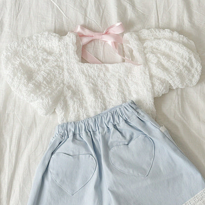 Lace heart shorts [blue XL]