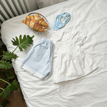 Lace heart shorts [blue XL]