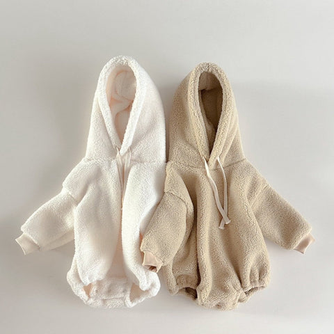 [PRE-ORDER] Sherpa hooded romper