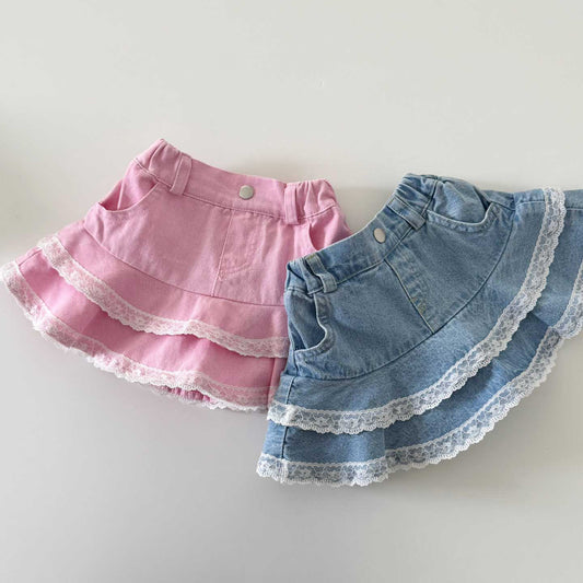 [PRE-ORDER] Denim lace cancan skirt