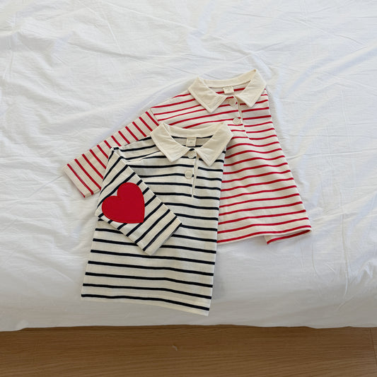 [PRE-ORDER] Heart Patch Collared Tee (Mom & me)