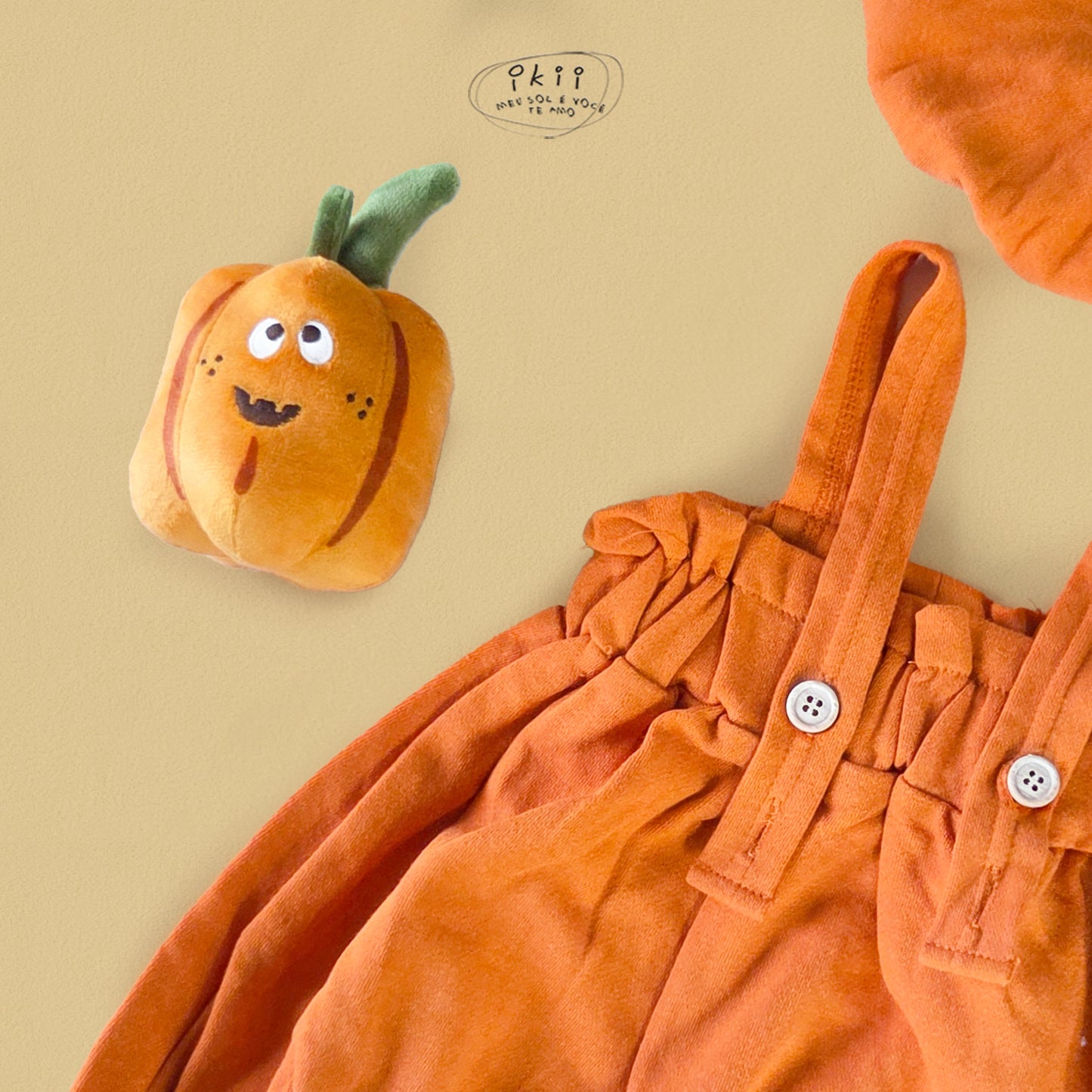 Pumpkin overalls 2-piece set
