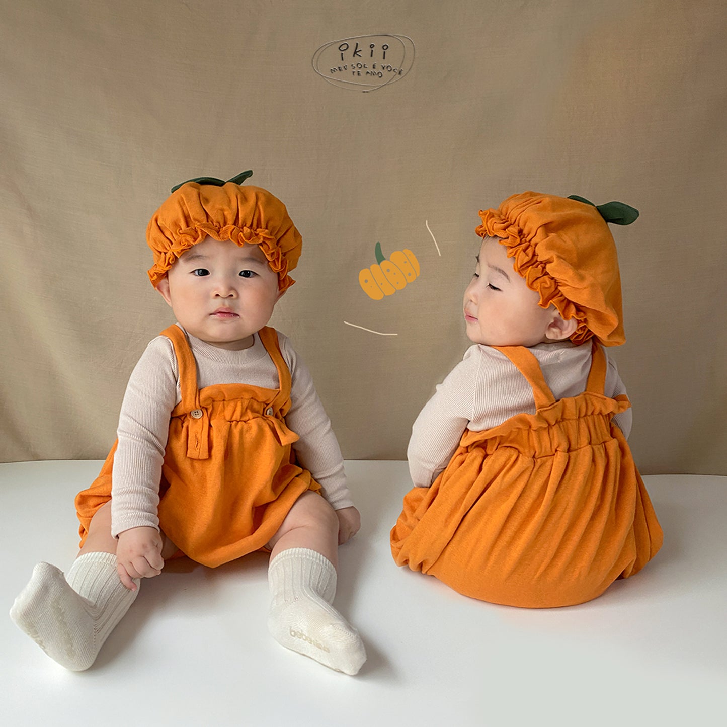 Pumpkin overalls 2-piece set