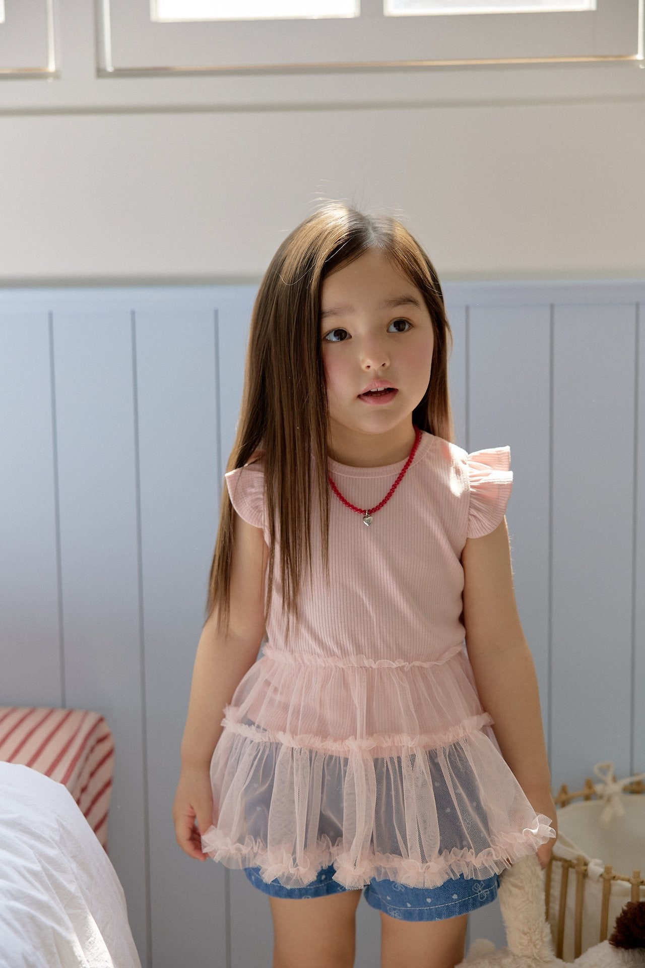 Korean kids cotton t-shirt in pink