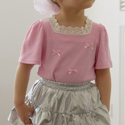 [PRE-ORDER] Lace & Ribbon square neck t-shirt